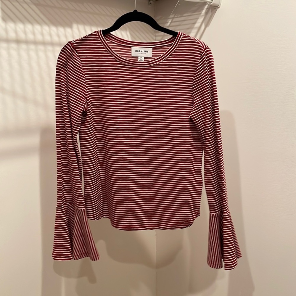 Red & white stripped long sleeve shirt size S